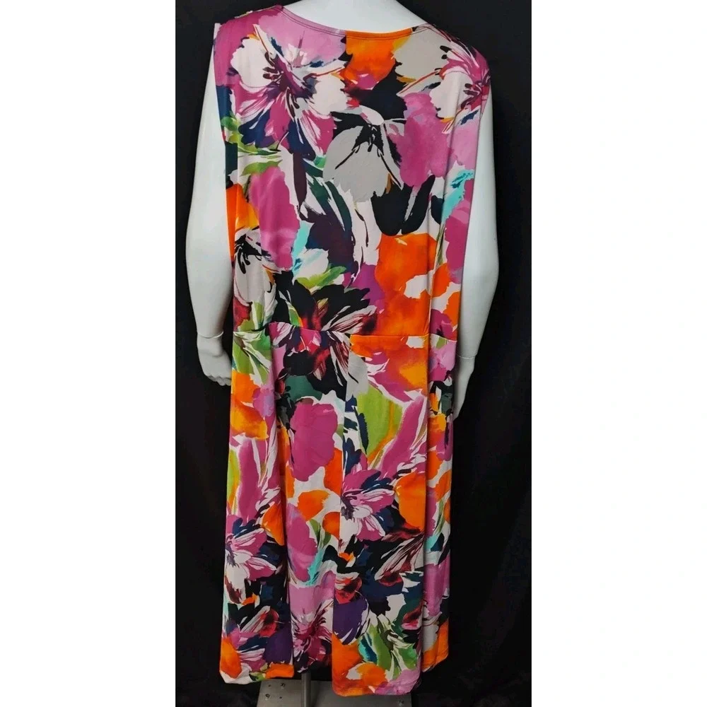 3X dress floral vintage midi tropical vacation spring v neck feminine romantic